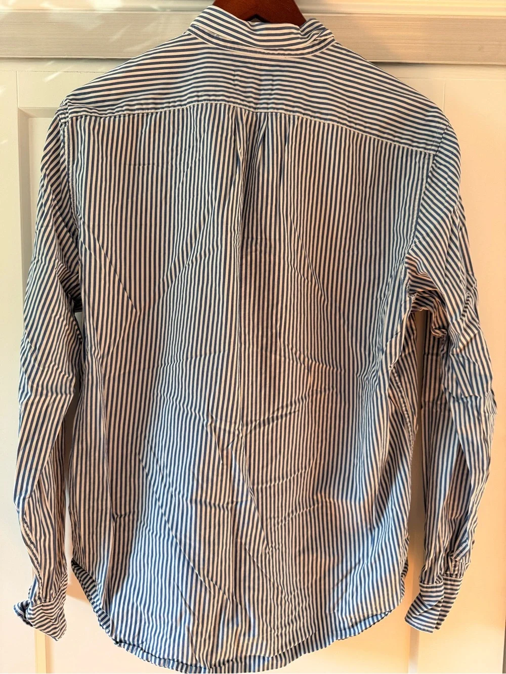 J. Crew Blue and White Vertical Stripe Button-Down Shirt